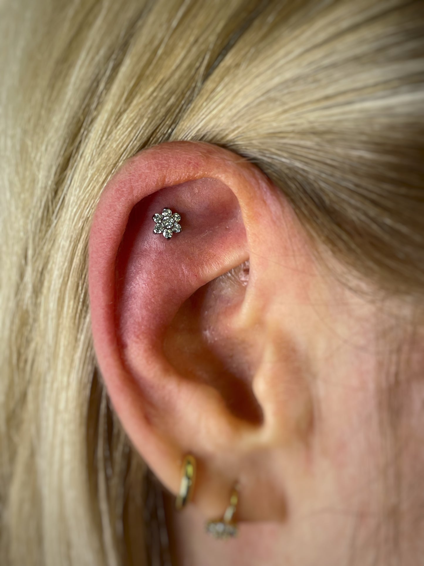 Fiore in titanio con cubic zirconia
