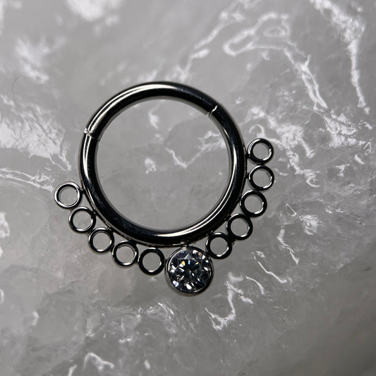 Anello Clicker in Titanio con zircone CZ 1.2x 8 mm