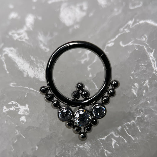 Anello Clicker in Titanio con zirconi CZ 1.2x 8 mm