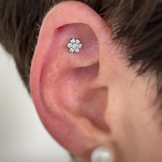 Fiore in titanio con cubic zirconia