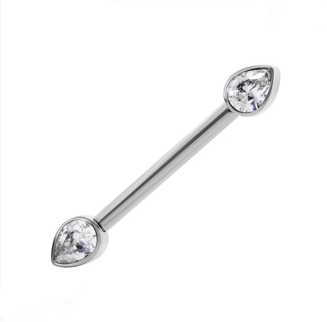 Gioiello per capezzolo, threadless 1.6x14mm con zirconi cz