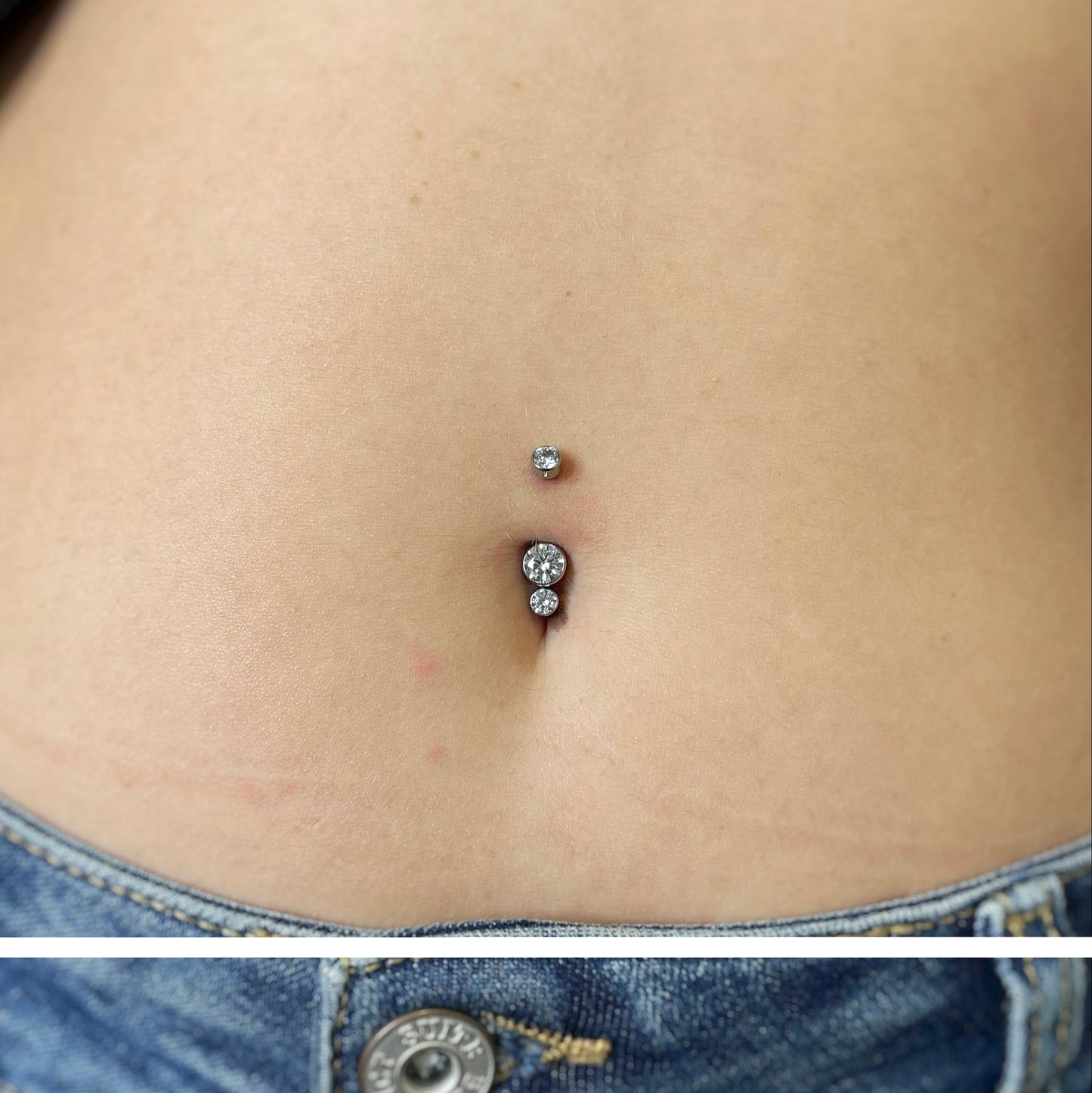 Banana in titanio con doppio zircone CZ