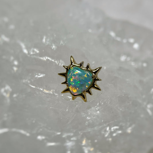 Cuore oro con opale Verde Chiaro (Gold PVD)